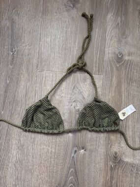 Billabong Olive Green Crochet Triangle Bikini Top